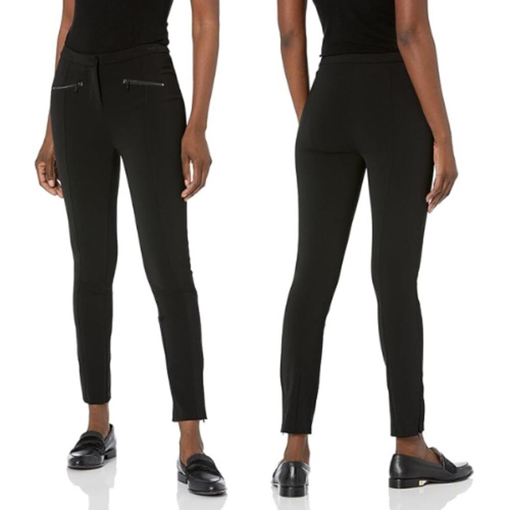 Ramy Brook Lee Strech Crepe Pant Women's Size 0 Black Ankle Zip Skinny Pockets